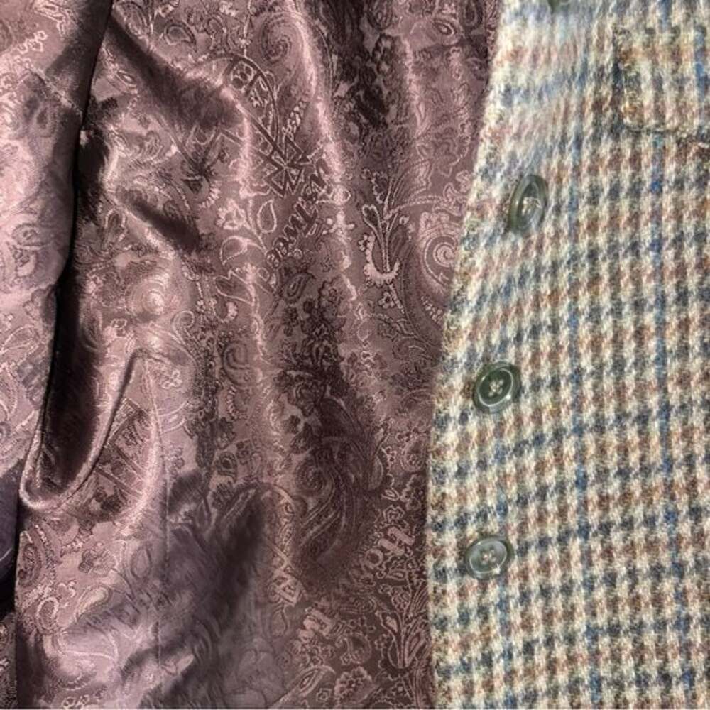 Harris Tweed Vintage 100% Wool Houndstooth Jacket with Suede Shoulders size 16 - Picture 6 of 7